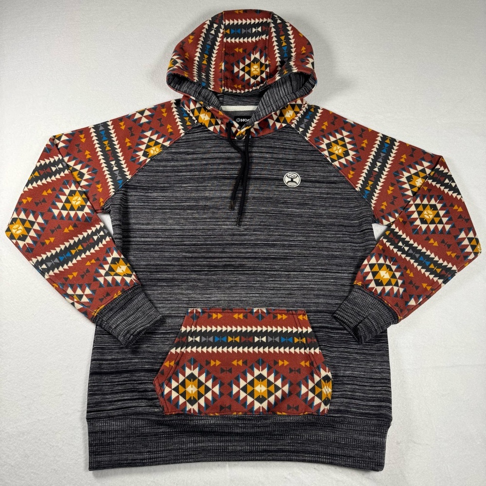 Hooey‎ Women’s M Summit Hoodie Charcoal Red Southwestern Print
